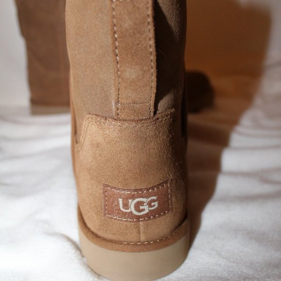 NIB UGG CORY MINI SUEDE SHEARLING LINED ANKLE BOOTIES BOOTS CHESTNUT - Picture 10 of 10